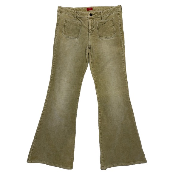 Mossimo Denim Pants - Vintage Mossimo Corduroy Flare Women's Size 13 Pants Faded Olive Beige